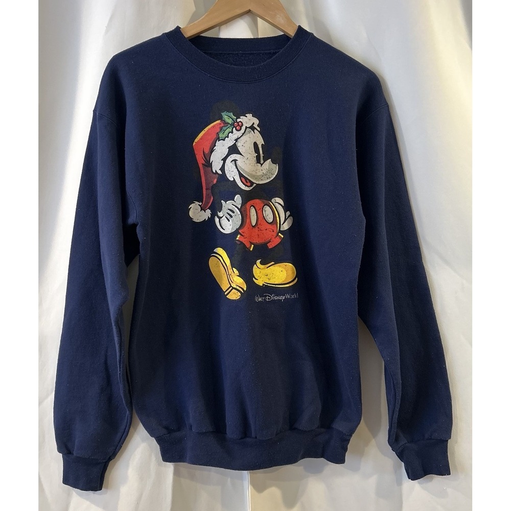 Walt Disney World Crewneck Pullover Sweatshirt Retro Navy‎ Blue Mickey Mouse S